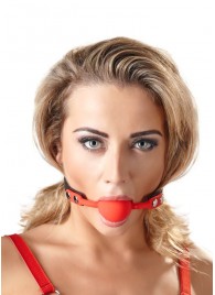 Силиконовый кляп-шар на чёрных ремешках Red Gag silicone - Orion - купить с доставкой в Южно-Сахалинске