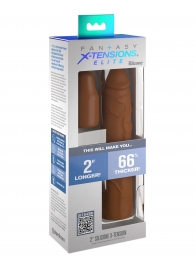 Коричневая насадка на член 2  Silicone X-tension - 20,3 см. - Pipedream - в Южно-Сахалинске купить с доставкой