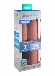 Телесная вибронасадка на член 3  Vibrating Mega X-tension with Remote - 22,9 см. - Pipedream - в Южно-Сахалинске купить с доставкой