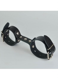 Черные кожаные наручники-фиксатор - Sitabella - купить с доставкой в Южно-Сахалинске