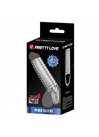 Прозрачная насадка на пенис с ребрышками и подхватом мошонки - Baile - в Южно-Сахалинске купить с доставкой