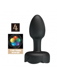 Черная анальная вибропробка с подсветкой Olman - 8,8 см. - Baile