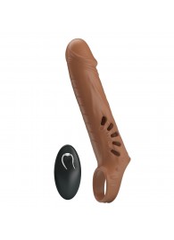 Коричневая вибронасадка с подхватом мошонки и пультом ДУ - Baile - в Южно-Сахалинске купить с доставкой