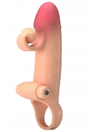 Телесная вибронасадка на пенис с подхватом мошонки - 20 см. - Baile - в Южно-Сахалинске купить с доставкой
