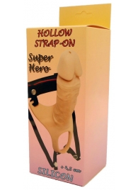 Телесный полый страпон на ремешках - 16,5 см. - Boys of Toys - купить с доставкой в Южно-Сахалинске