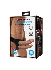 Темно-бежевый фаллопротез для двойного проникновения - 17,5 см. - Baile - купить с доставкой в Южно-Сахалинске