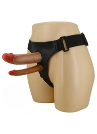 Темно-бежевый фаллопротез для двойного проникновения - 17,5 см. - Baile - купить с доставкой в Южно-Сахалинске