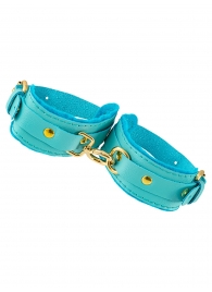 Голубые двуслойные кожаные оковы - Pecado - купить с доставкой в Южно-Сахалинске