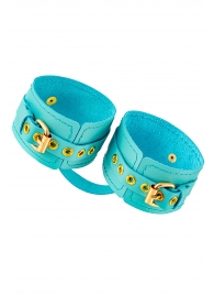 Голубые однослойные кожаные оковы - Pecado - купить с доставкой в Южно-Сахалинске