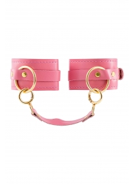 Розовые однослойные кожаные оковы - Pecado - купить с доставкой в Южно-Сахалинске