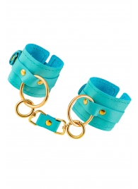 Голубые однослойные кожаные наручники - Pecado - купить с доставкой в Южно-Сахалинске