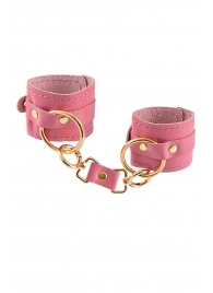 Розовые однослойные кожаные наручники - Pecado - купить с доставкой в Южно-Сахалинске