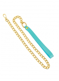 Голубой кожаный поводок с карабином для ошейника - 80 см. - Pecado - купить с доставкой в Южно-Сахалинске