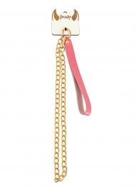 Розовый кожаный поводок с карабином для ошейника - 80 см. - Pecado - купить с доставкой в Южно-Сахалинске