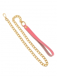 Розовый кожаный поводок с карабином для ошейника - 80 см. - Pecado - купить с доставкой в Южно-Сахалинске