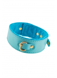 Голубой двуслойный кожаный ошейник с подкладкой из фетра - Pecado - купить с доставкой в Южно-Сахалинске