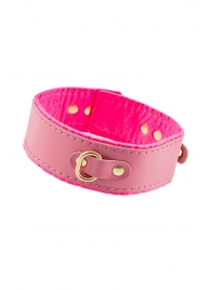 Розовый двуслойный кожаный ошейник с подкладкой из фетра - Pecado - купить с доставкой в Южно-Сахалинске