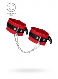 Красно-черные мягкие оковы с одним ремешком и люверсами - Pecado - купить с доставкой в Южно-Сахалинске