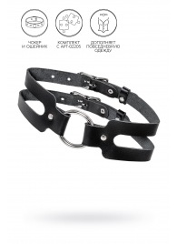 Черный кожаный чокер-ошейник из двух ремешков - Pecado - купить с доставкой в Южно-Сахалинске