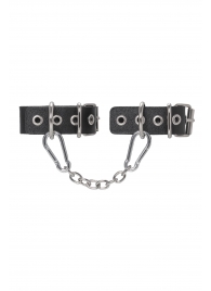 Черные кожаные наручники-браслеты из одного ремешка с люверсами - Pecado - купить с доставкой в Южно-Сахалинске