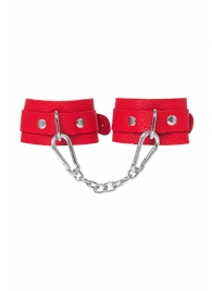 Красные кожаные наручники-браслеты со скруглёнными углами - Pecado - купить с доставкой в Южно-Сахалинске