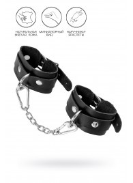 Черные кожаные наручники-браслеты со скруглёнными углами - Pecado - купить с доставкой в Южно-Сахалинске