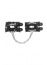Черные кожаные наручники-браслеты из двух ремешков - Pecado - купить с доставкой в Южно-Сахалинске