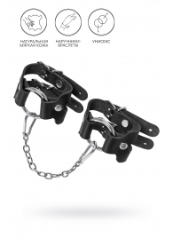 Черные кожаные наручники-браслеты из двух ремешков - Pecado - купить с доставкой в Южно-Сахалинске