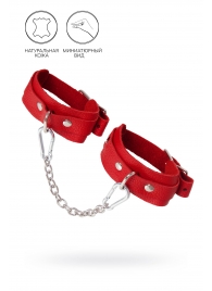 Красные кожаные узкие оковы со скруглёнными углами - Pecado - купить с доставкой в Южно-Сахалинске