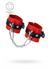Красно-черные мягкие наручники с одним ремешком с люверсами - Pecado - купить с доставкой в Южно-Сахалинске
