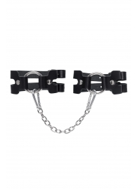 Черные кожаные оковы из двух ремешков - Pecado - купить с доставкой в Южно-Сахалинске