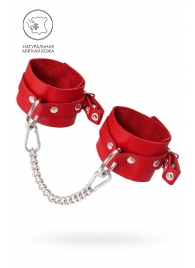 Красные мягкие кожаные оковы с люверсами - Pecado - купить с доставкой в Южно-Сахалинске