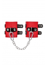 Красно-черные мягкие наручники с двумя ремешками с люверсами - Pecado - купить с доставкой в Южно-Сахалинске