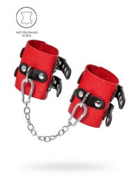 Красно-черные мягкие наручники с двумя ремешками с люверсами - Pecado - купить с доставкой в Южно-Сахалинске