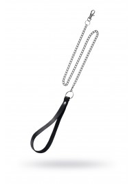 Поводок с ручкой из черной натуральной кожи и карабином для ошейника - Pecado - купить с доставкой в Южно-Сахалинске