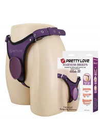 Фиолетовые трусики харнесс с платформой Caludio III - Baile - купить с доставкой в Южно-Сахалинске