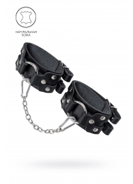 Черные кожаные оковы с двумя ремешками - Pecado - купить с доставкой в Южно-Сахалинске