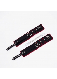 Черно-красные оковы с красной строчкой Sex - Crazy Handmade - купить с доставкой в Южно-Сахалинске