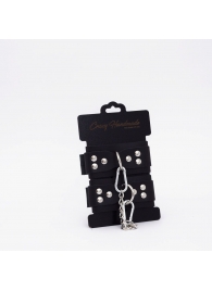 Черные кожаные наручники с регулируемыми ремешками - Crazy Handmade - купить с доставкой в Южно-Сахалинске