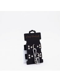 Черные кожаные оковы с регулируемыми ремешками - Crazy Handmade - купить с доставкой в Южно-Сахалинске