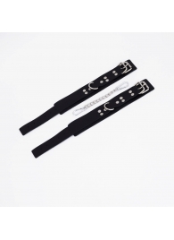 Черные кожаные оковы с регулируемыми ремешками - Crazy Handmade - купить с доставкой в Южно-Сахалинске