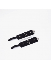 Черные кожаные наручники с хромированной фурнитурой - Crazy Handmade - купить с доставкой в Южно-Сахалинске