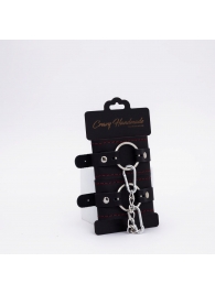 Черно-красные кожаные наручники - Crazy Handmade - купить с доставкой в Южно-Сахалинске