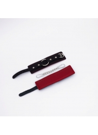 Черно-красные кожаные наручники - Crazy Handmade - купить с доставкой в Южно-Сахалинске