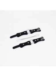 Черные кожаные наручники с кольцом - Crazy Handmade - купить с доставкой в Южно-Сахалинске