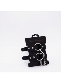 Черные кожаные оковы с кольцом - Crazy Handmade - купить с доставкой в Южно-Сахалинске