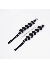 Черные кожаные наручники из звеньев - Crazy Handmade - купить с доставкой в Южно-Сахалинске