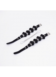 Черные кожаные оковы из звеньев - Crazy Handmade - купить с доставкой в Южно-Сахалинске