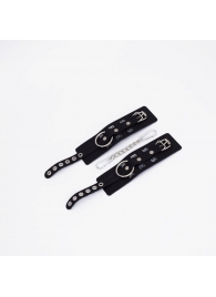 Черные кожаные наручники Sex - Crazy Handmade - купить с доставкой в Южно-Сахалинске