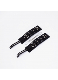 Черные кожаные наручники Sex - Crazy Handmade - купить с доставкой в Южно-Сахалинске